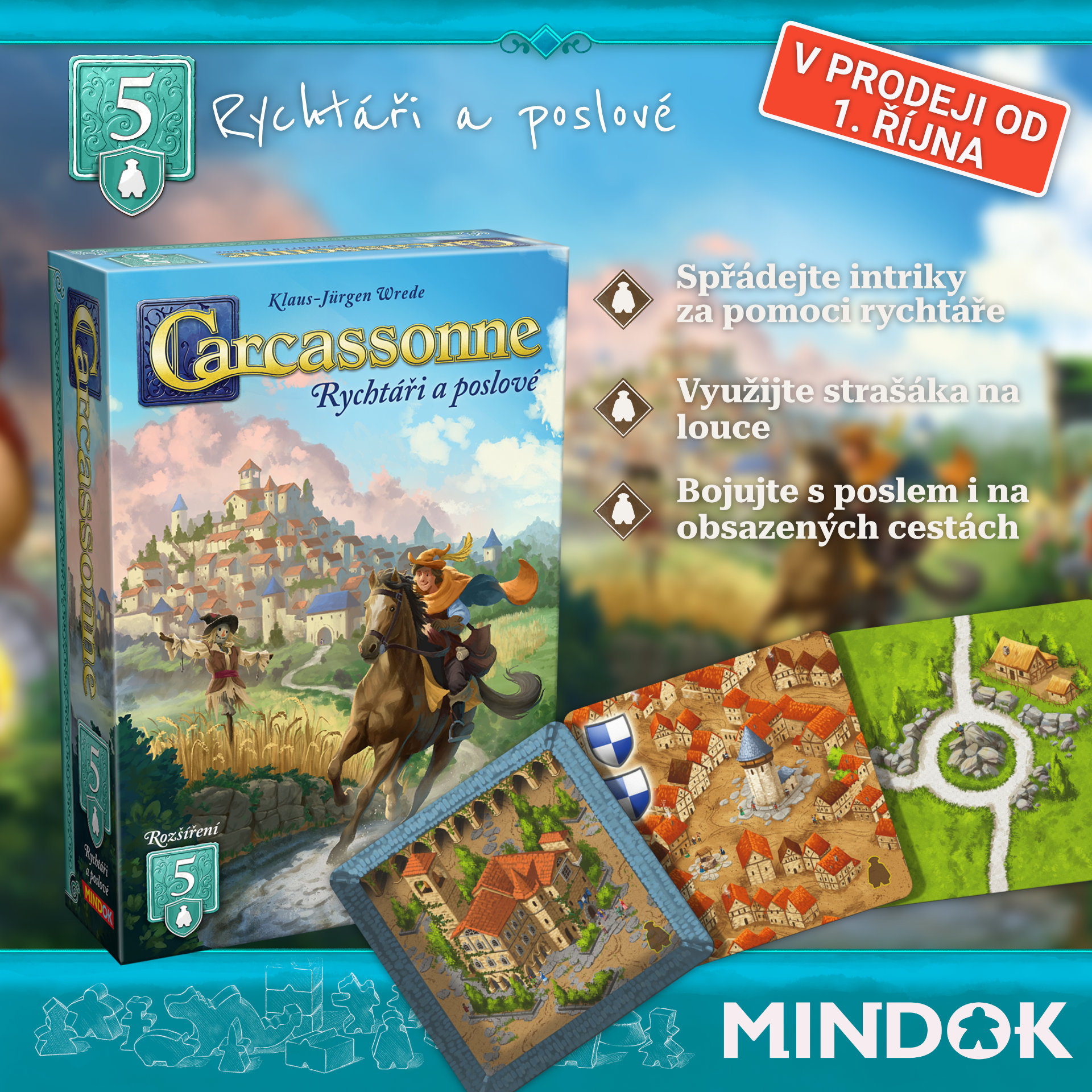 Představujeme: Nové 5. rozšíření Carcassonne: Rychtáři a poslové