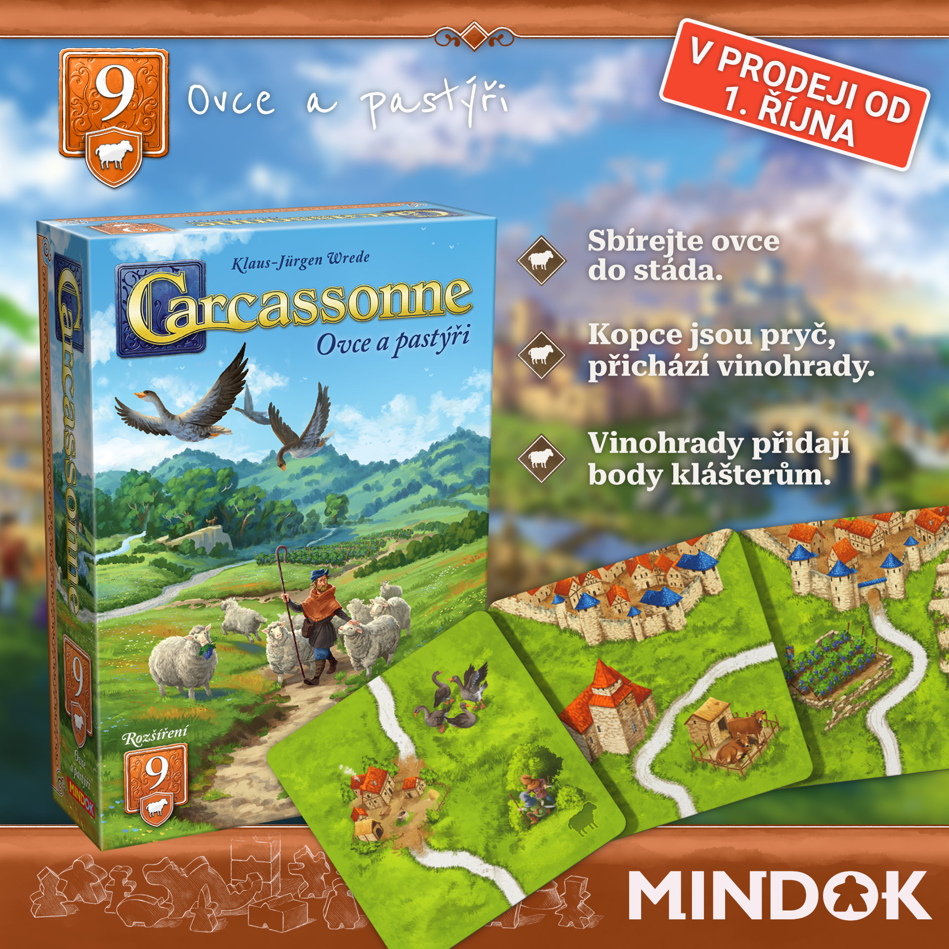 Představujeme: Nové 9. rozšíření Carcassonne: Ovce a pastýři
