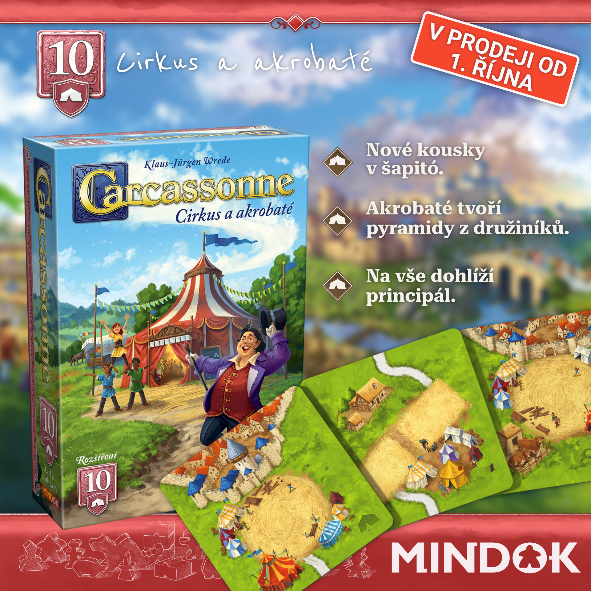 Představujeme: Nové 10. rozšíření Carcassonne: Cirkus a akrobaté